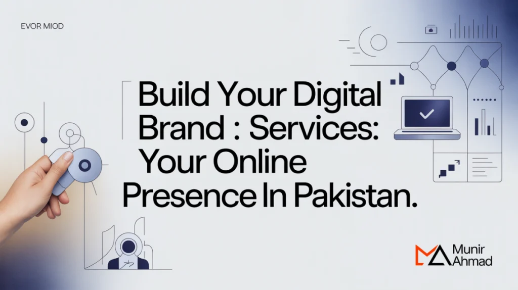 Digital branding services transforming Pakistani businesses - futuristic online presence with local cultural elements