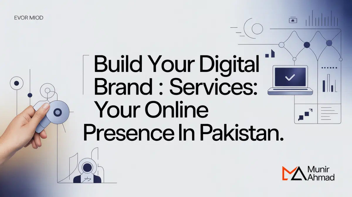 Digital branding services transforming Pakistani businesses - futuristic online presence with local cultural elements